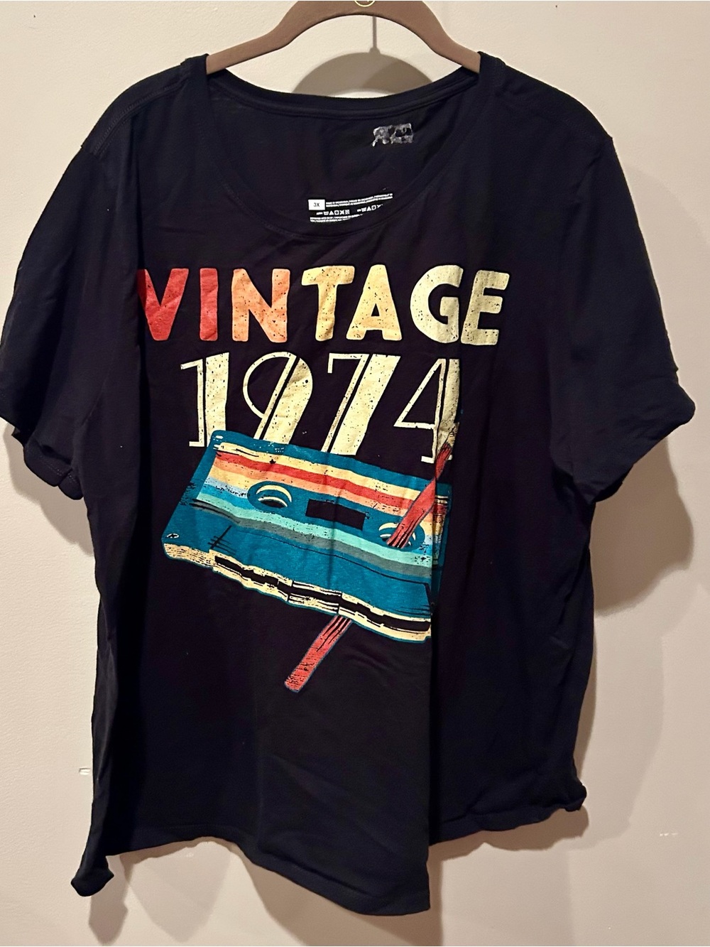 Vintage-Look Black 1974 Tee, 3XL